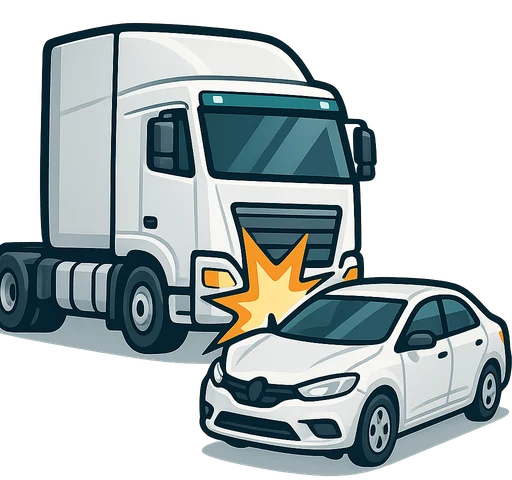 Truck and car collision representing third party property damage cover