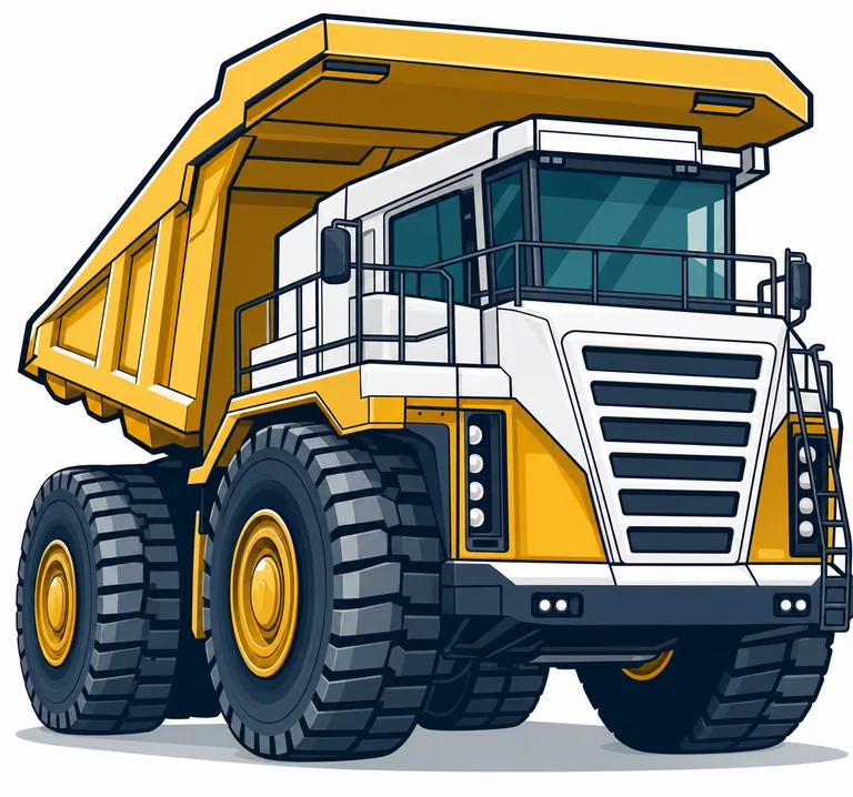 Mining haul and dump truck icon for resources plant insurance in Australia