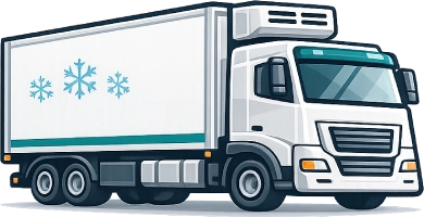 Refrigerated truck icon representing cold chain transport vehicle used for transporting perishable goods across Australia.