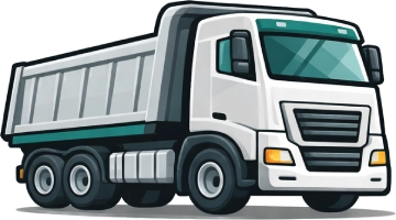 Tipper truck icon representing heavy haulage vehicle used for transporting gravel, soil and construction materials in Australia.