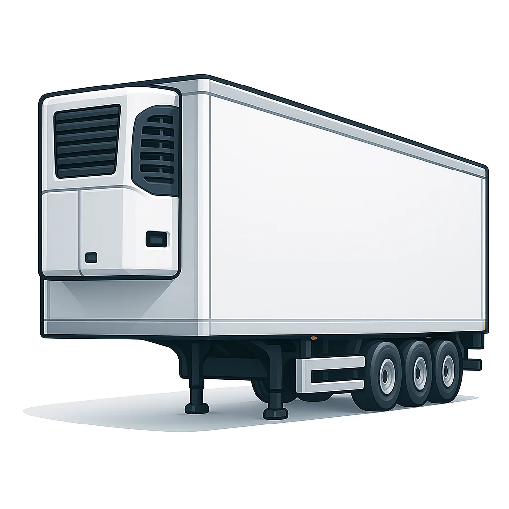 Illustration of a refrigerated reefer trailer representing refrigerated trailer cover