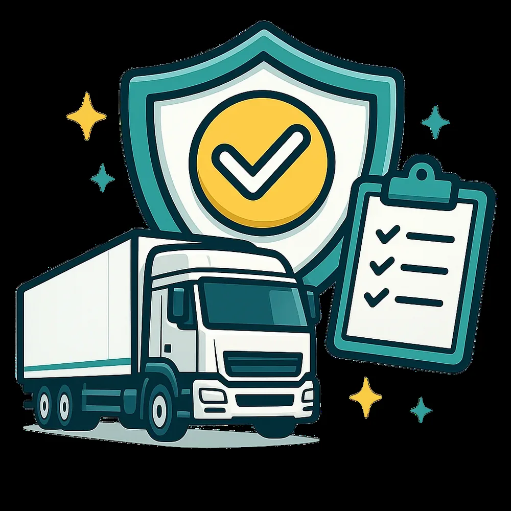 Shield with freight representing deep transport understanding